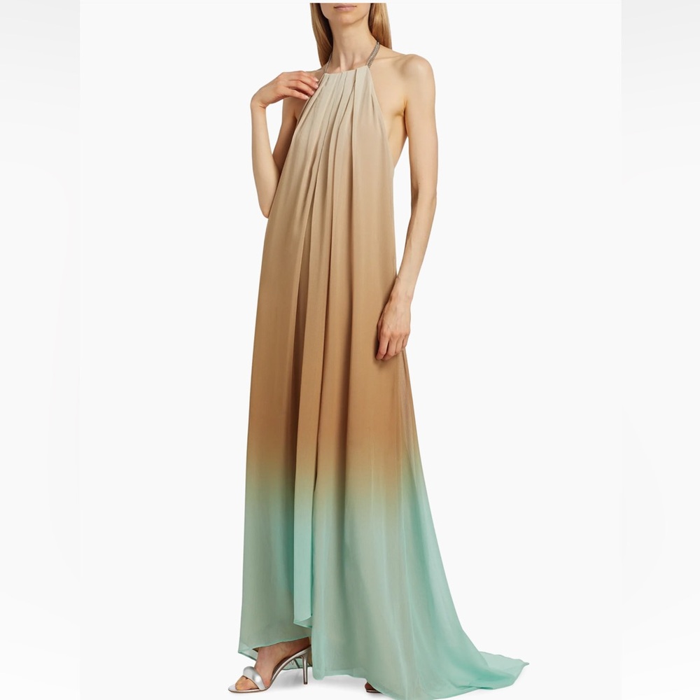 STAUD Positano Maxi Dress Caribbean Ombre Chain Strap NWT $595 XL - Picture 2 of 16